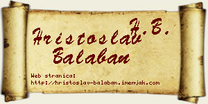 Hristoslav Balaban vizit kartica